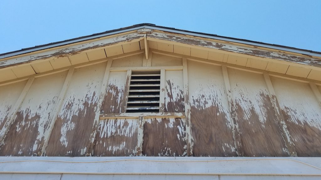 Home Improvement, Run Down Peeling Paint on Wood, Prep Work and Painting. High quality photo